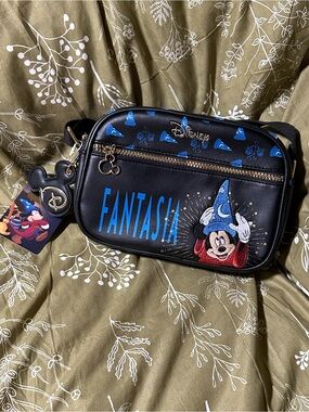 Primark Black and Blue Disney Fantasia Mickey Crossbody Bag